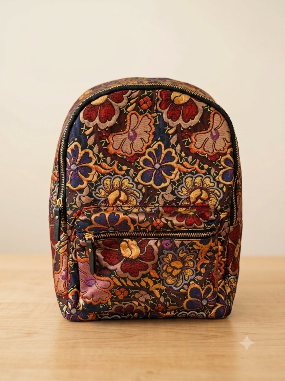 Free People Inspired Floral Brocade Embroidered Jacquard Backpack NWOT 15x11x5